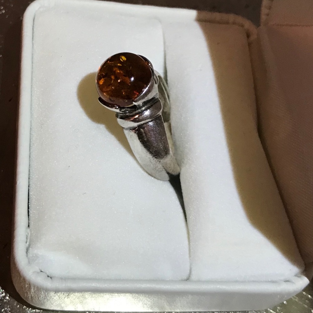 Sterling Silver & Baltic Amber Ring